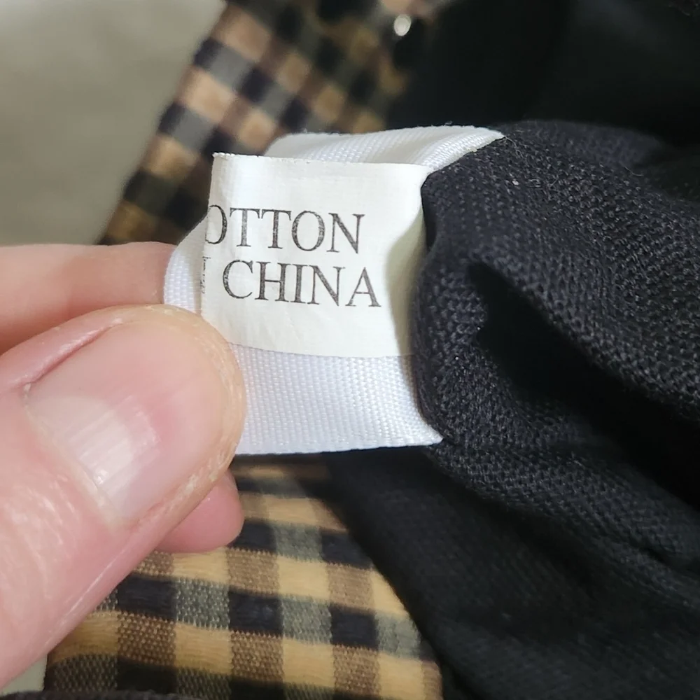 Longaberger Homestead Black Tan Checkered Plaid Tote Bag